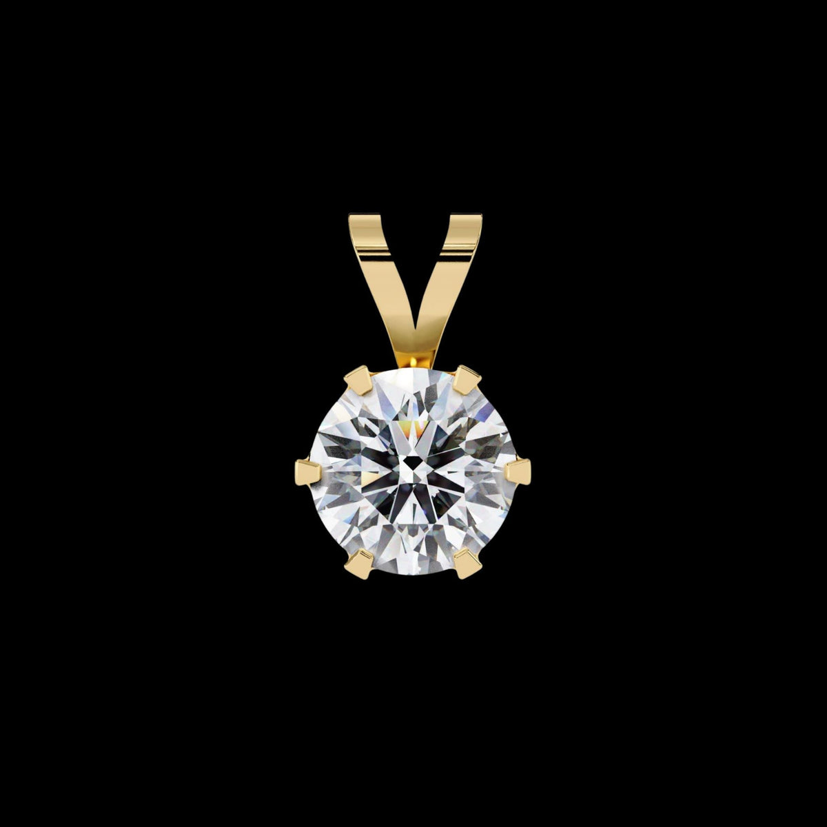 Round Lab Grown Diamond Solitaire Six Prong V Bail Pendant