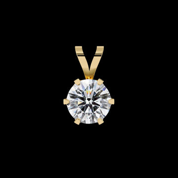 Round Lab Grown Diamond Solitaire Six Prong V Bail Pendant