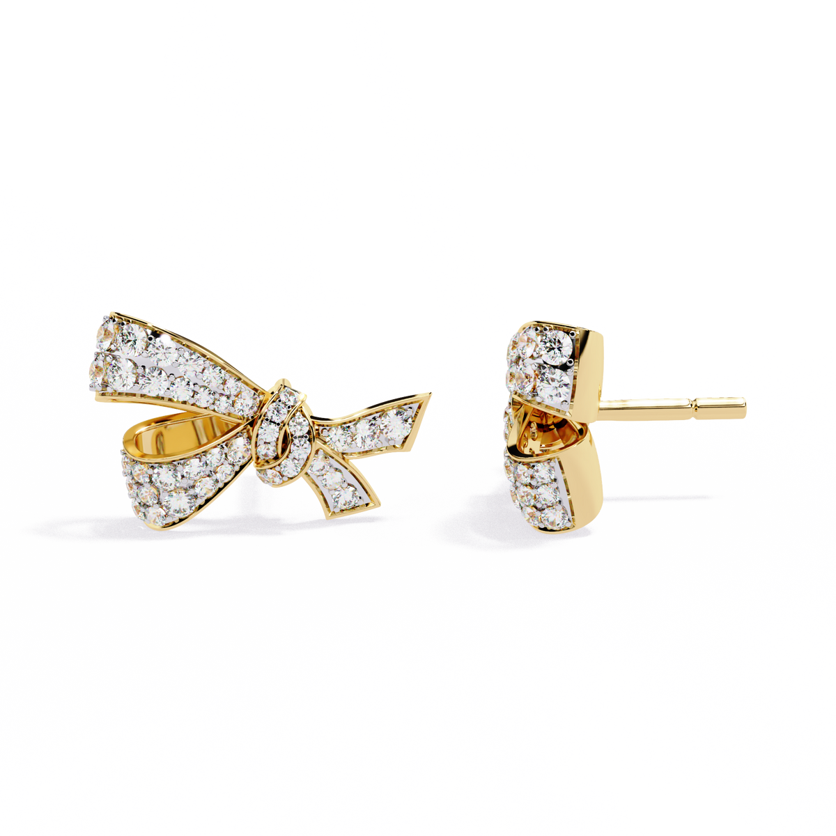 Exquisite Round Moissanite Radiant Ribbon Diamond Bow Stud with Sparkling Glamour Earring - View 4