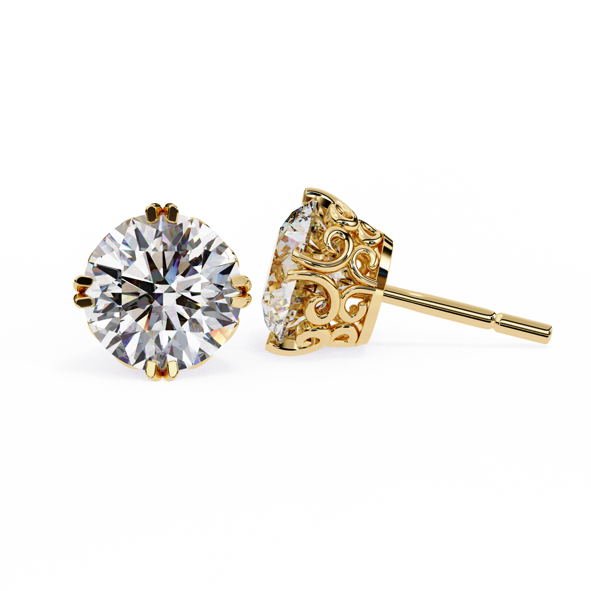 Elegant Classic Round Cut Solitaire Lab Diamond Earrings with Premium Prong Setting - View 5