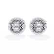 Halo Marquise Moissanite Diamond Round Cluster Stud Earrings with Pavé Circle Design - View 9