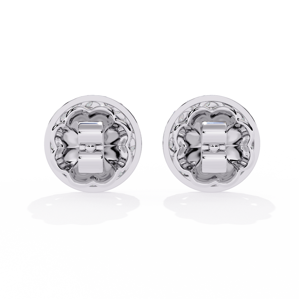 Halo Marquise Moissanite Diamond Round Cluster Stud Earrings with Pavé Circle Design - View 9