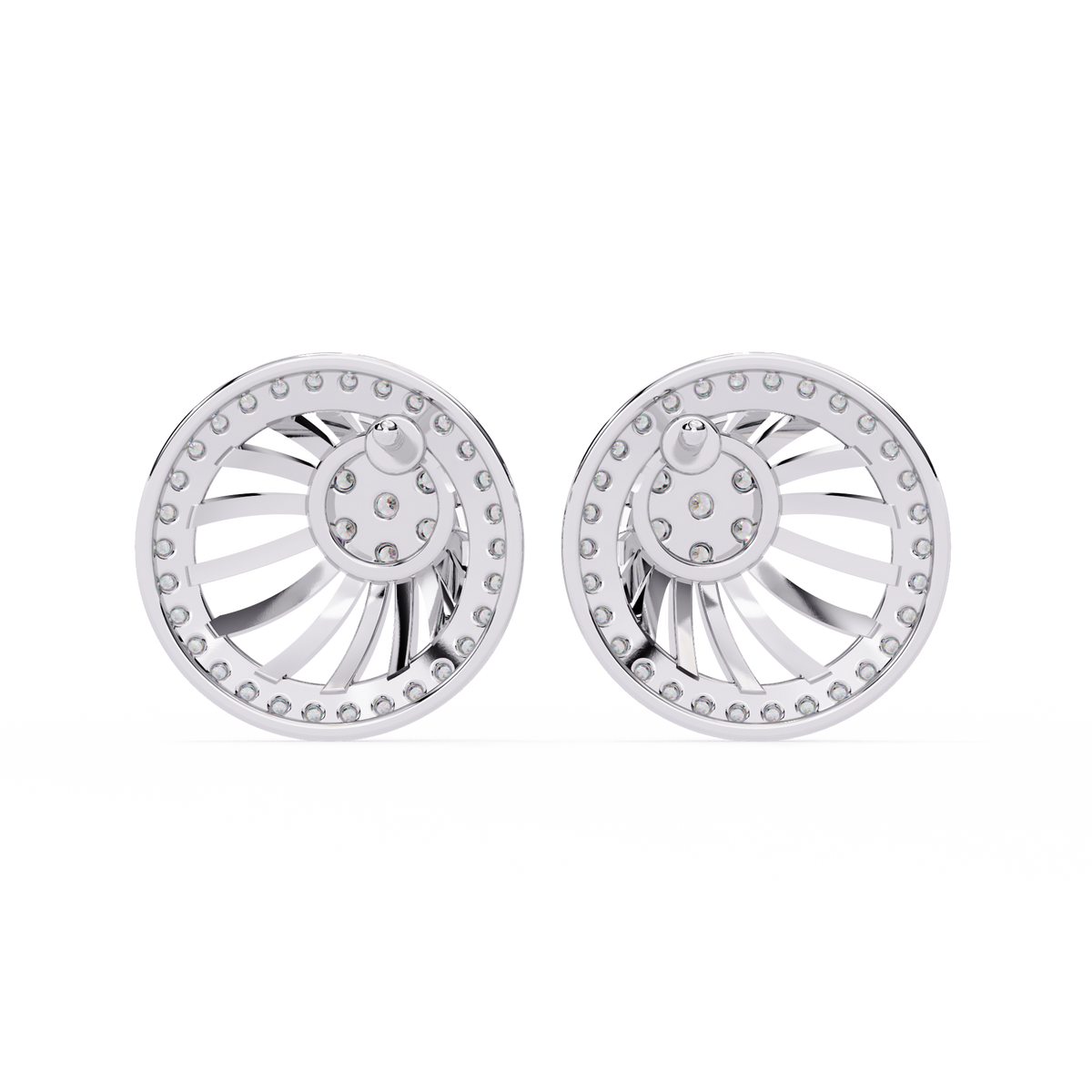 Radiant Sunburst Lab Diamond Stud Earrings with Sparkling Diamond Cluster - View 9