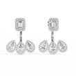 Emerald and Pear Cut Moissanite Diamond Halo Drop Earrings in Gold And Silver For Mother's Special - View 6