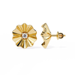 Sunburst Lab Diamond Round Center Flower Stud Earrings with Fluted Design - View 4