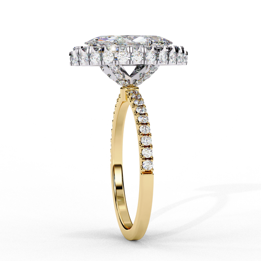 Halo Marquise Lab Diamond Pave Daily Wear Ring For Women - View 2
