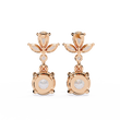 Elegant Pear and Marquise Cut Floral Cluster Drop Lab Grown Earrings with Round Solitaire Dangles - View 10