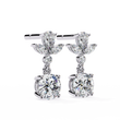 Elegant Pear and Marquise Cut Floral Cluster Drop Lab Grown Earrings with Round Solitaire Dangles - View 4