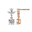 Elegant Pear and Marquise Cut Floral Cluster Drop Lab Grown Earrings with Round Solitaire Dangles - View 6