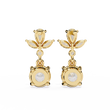 Elegant Pear and Marquise Cut Floral Cluster Drop Lab Grown Earrings with Round Solitaire Dangles - View 8