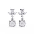 Elegant Pear and Marquise Cut Floral Cluster Drop Lab Grown Earrings with Round Solitaire Dangles - View 9