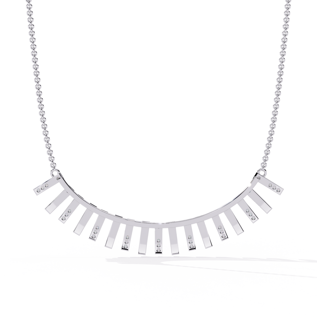Geometric Moissanite Diamond Fringe Statement Necklace - View 10