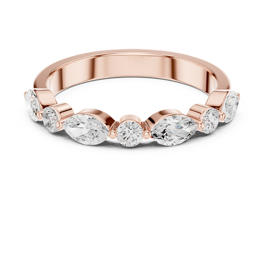 Marquise & Round Cut Moissanite Diamond Eternity Wedding Band - View 2