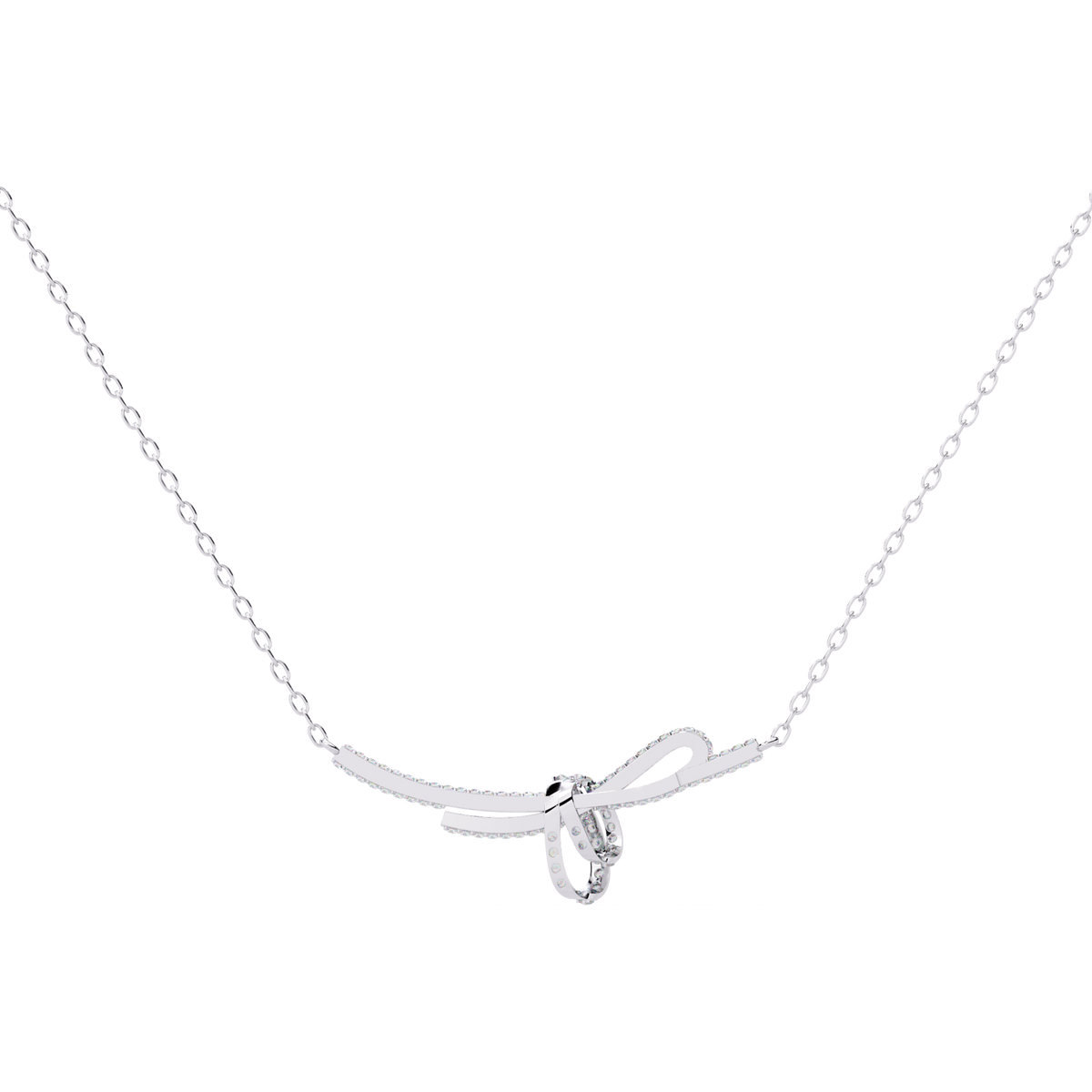 Bow Style Pave Lab Grown Diamond Knot Necklace - View 10