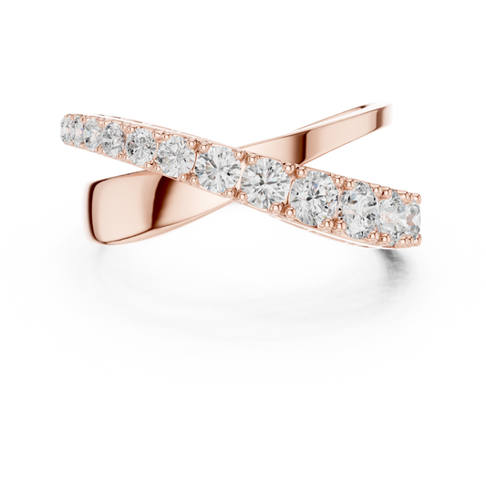 Criss Cross Round Moissanite Diamond Wrap Ring - View 2