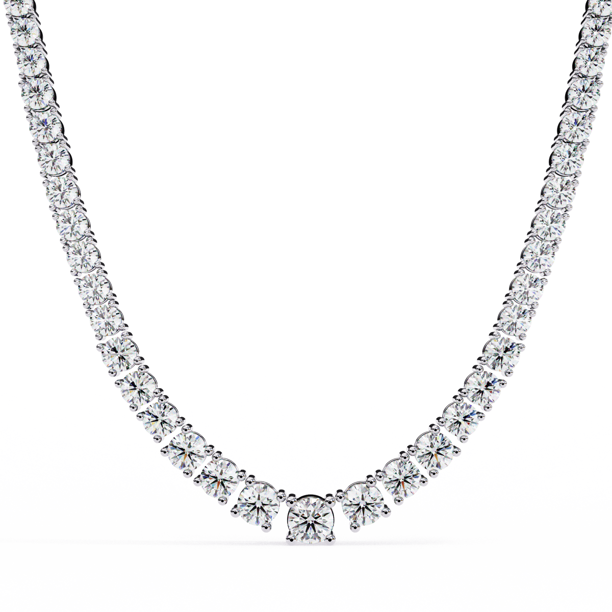 Round Cut Moissanite Diamond Tennis V Necklace - View 3