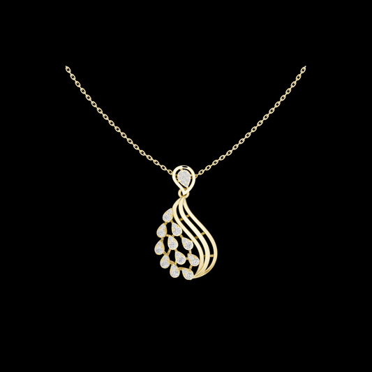 Leaf Swirl Pendant Necklace with Round Moissanite Diamond