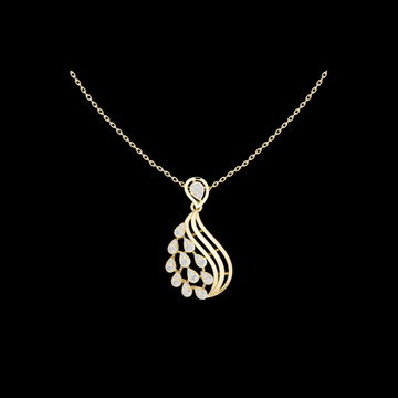 Leaf Swirl Pendant Necklace with Round Lab Grown Stones