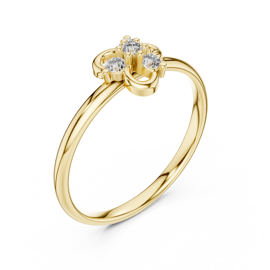 Round Cut Moissanite Diamond Floral Clover Ring for Woman - View 2