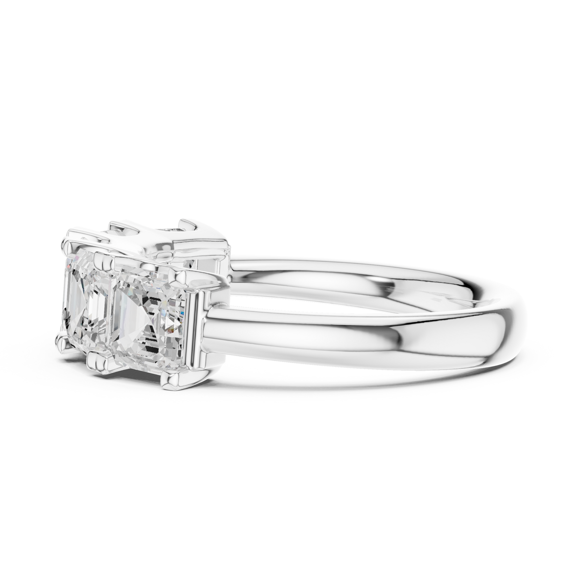 Asscher Cut Lab Diamond Half Eternity Wedding Band - View 9