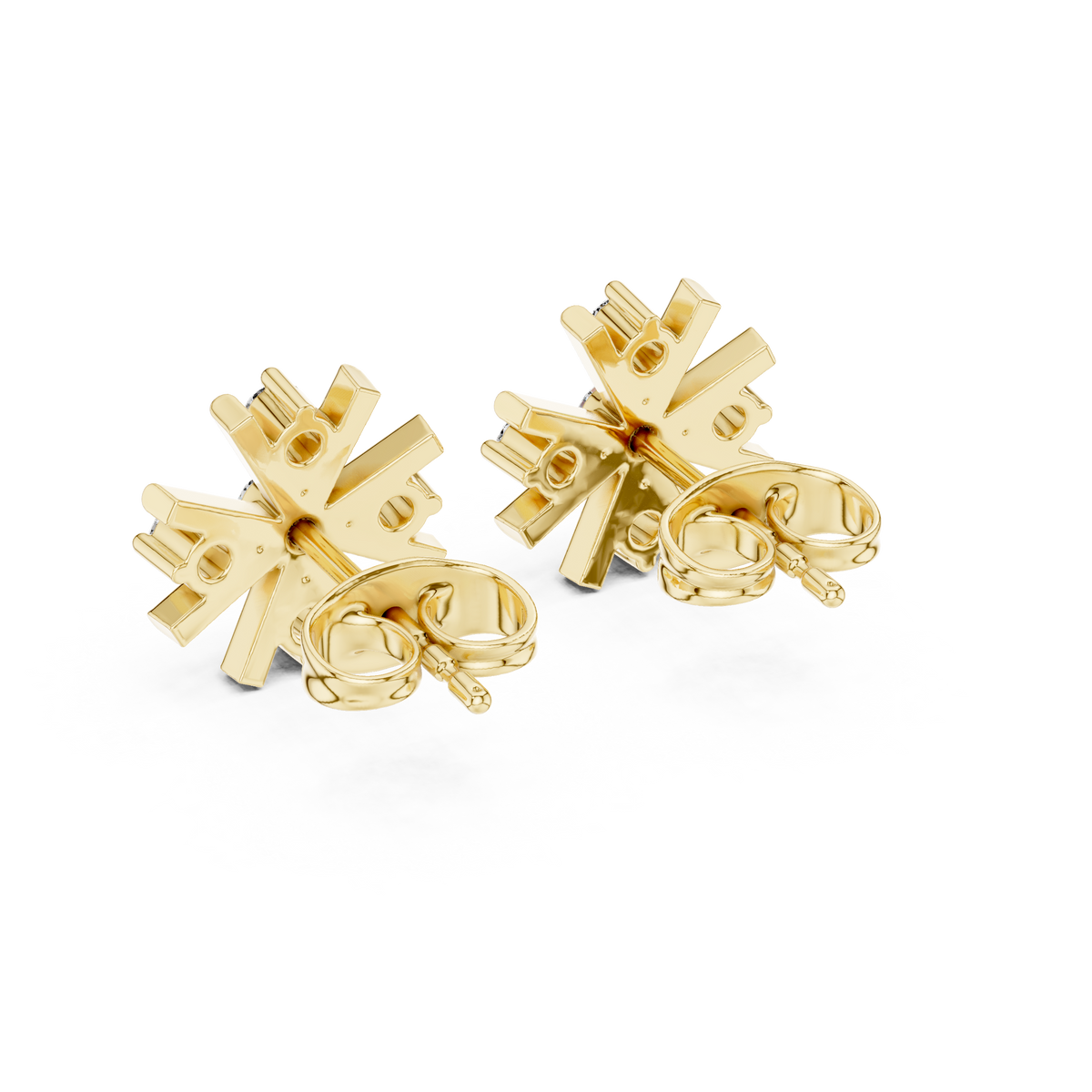 Starburst Sunburst Spoke Round Lab Grown Diamond Geometric Cluster Stud Earring - View 10