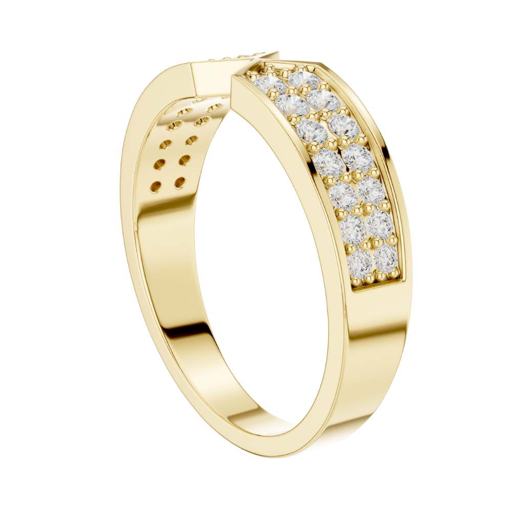 Round Cut Lab Grown Diamond Men's Hourglass Chevron Point Statement Ring - View 10