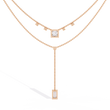 Two Layered Princess and Baguette Lab Grown Diamond Lariat Necklace - View 8