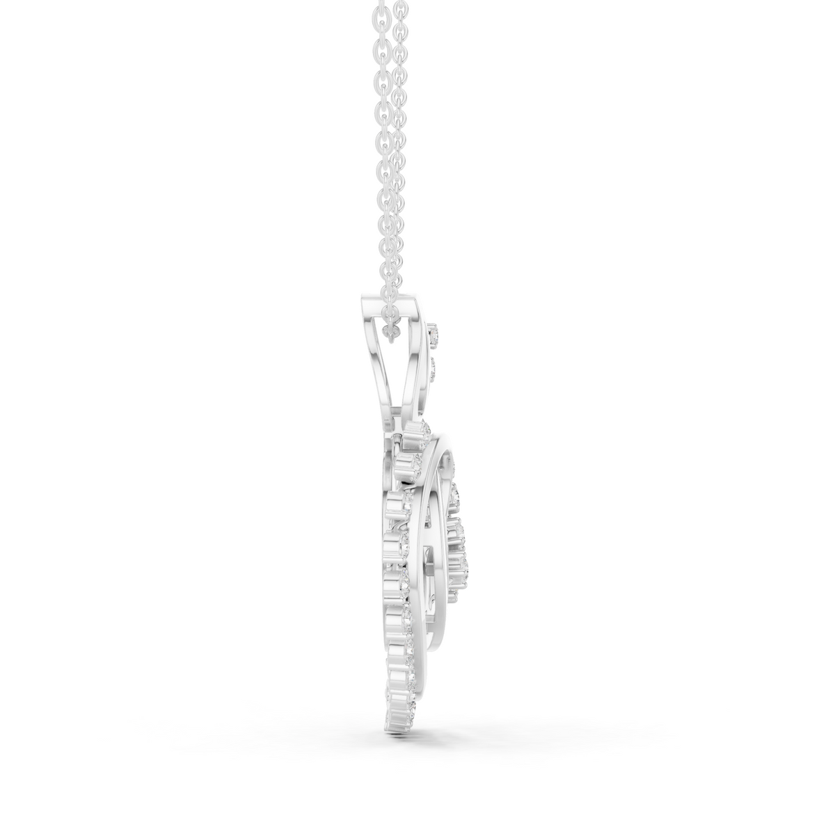 Heart Shape Leaf Inspired Moissanite Diamond Pendant Necklace - View 6
