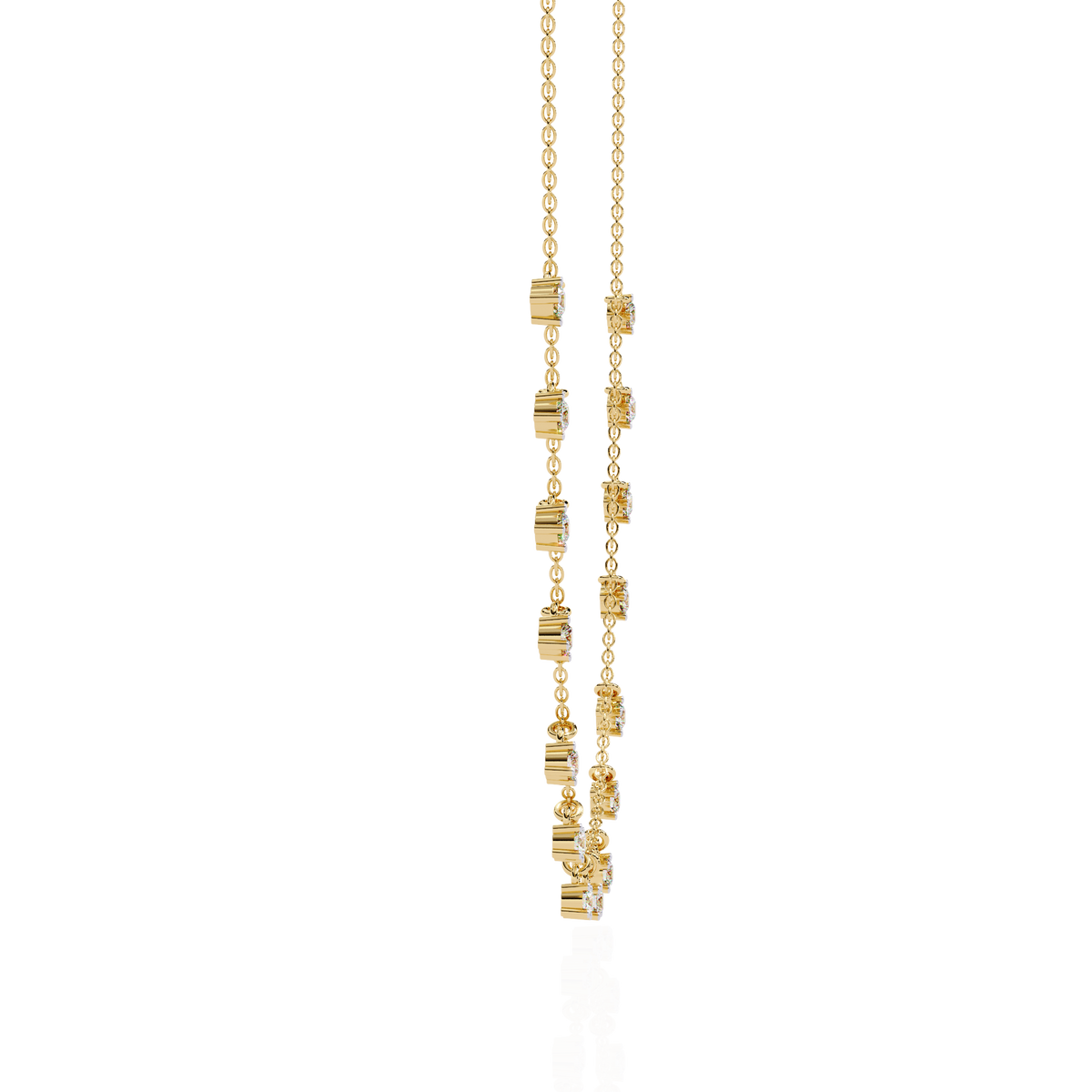 Round Cut Lab Grown Diamond Dangle Charm Choker Necklace - View 2