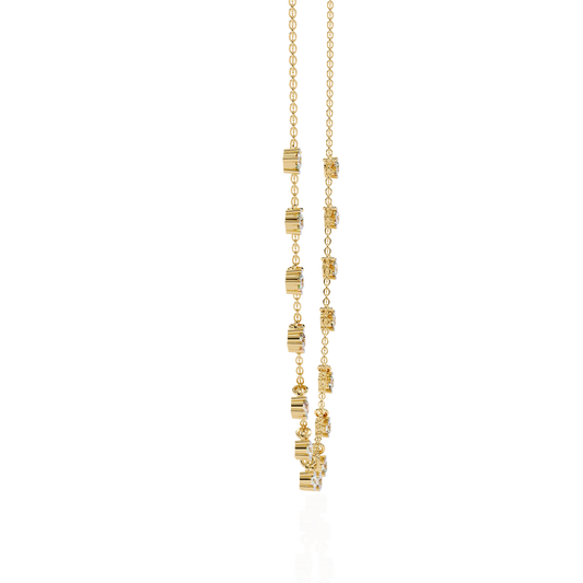 Round Cut Moissanite Diamond Dangle Charm Choker Necklace - View 2