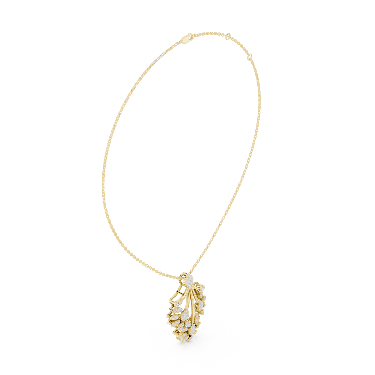 Floral Drop Pendant with Round Moissanite Diamond - View 10