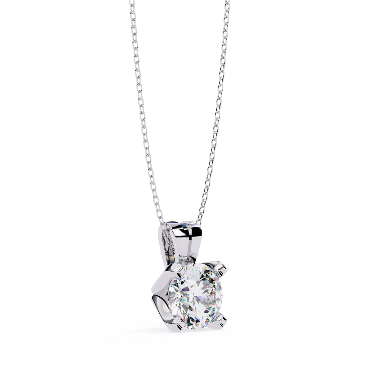 Round Lab Grown Diamond Pendant with Heavy Four Prong Double Bail Setting - View 7