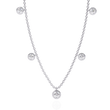 Round Cut Lab Grown Diamond Halo Station Necklace - View 3