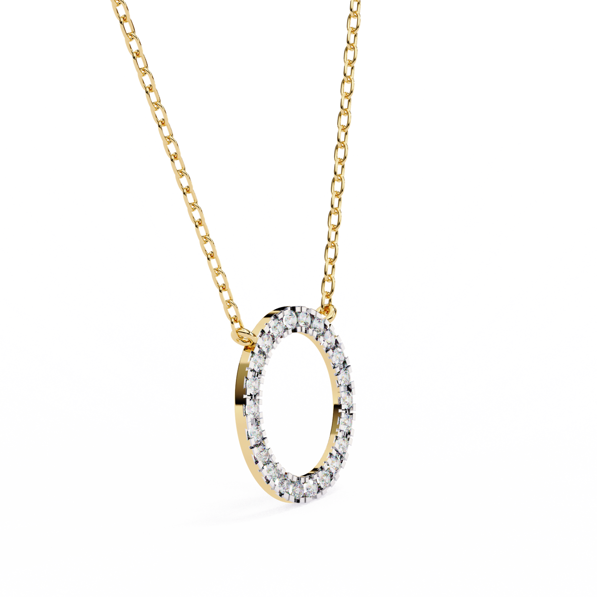 Round Cut Moissanite Diamond Open Circle Halo Pendant - View 5