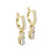 Lab Grown Diamond Baguette Geometric Pendant Hoop Earrings - View 4