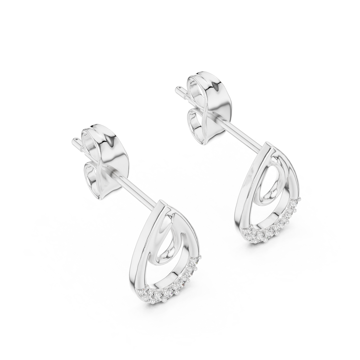 Iconic Loop Round Lab Diamond Stud Earrings with Interlinked Teardrop Elegance - View 6