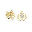 Lotus Flower Marquise Cut Moissanite Diamond Open Petal Stud Earrings - View 7