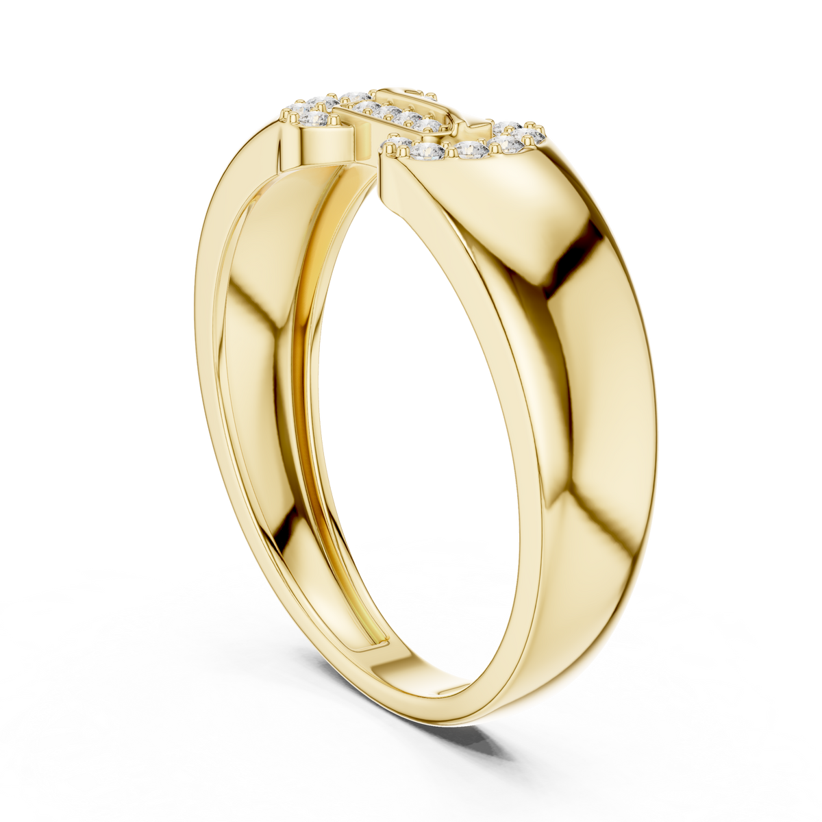 Round Cut Moissanite Diamond Men's Equestrian Openwork Link Wedding Band - View 7