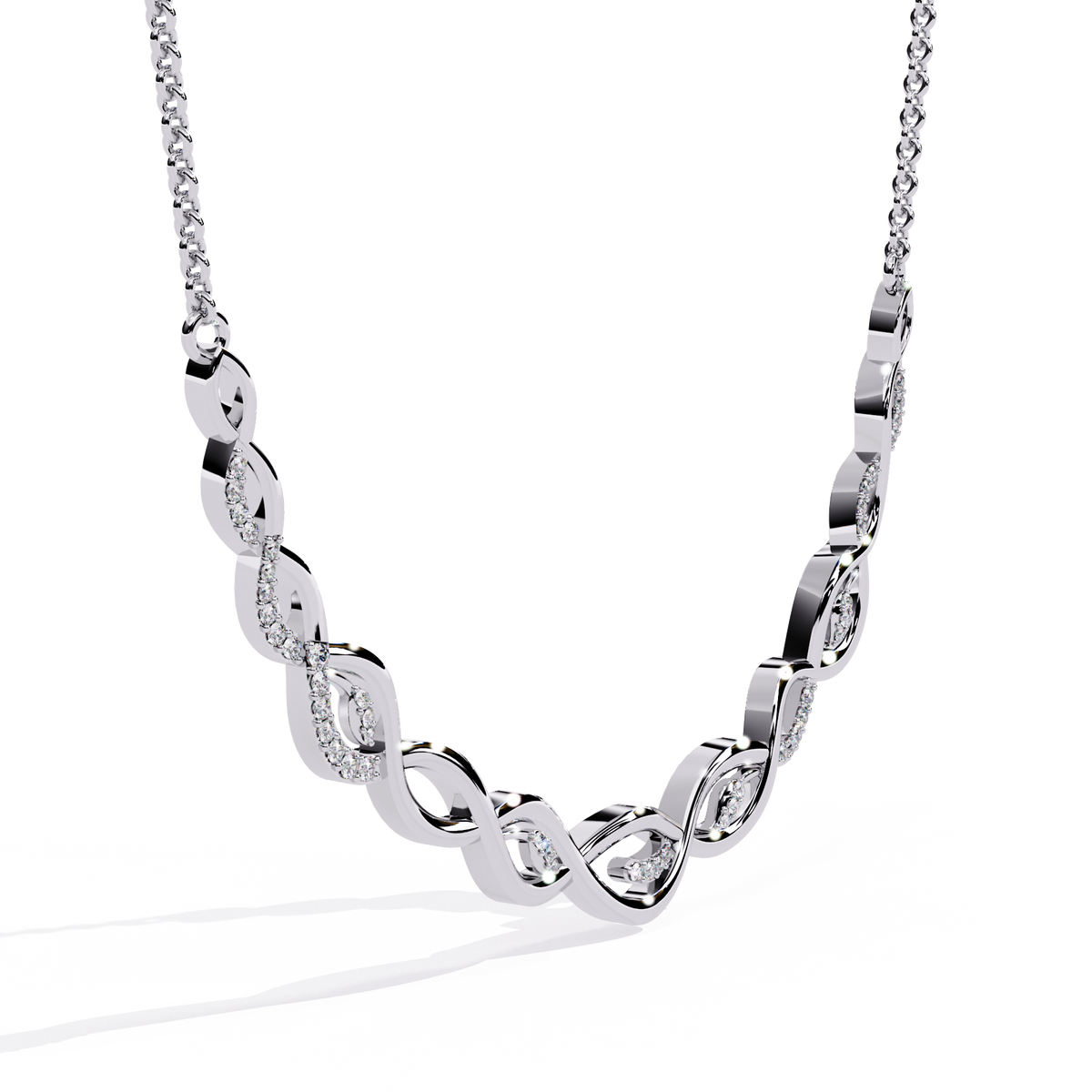 Twisted Infinity Bar Lab Grown Diamond Pave Necklace - View 4