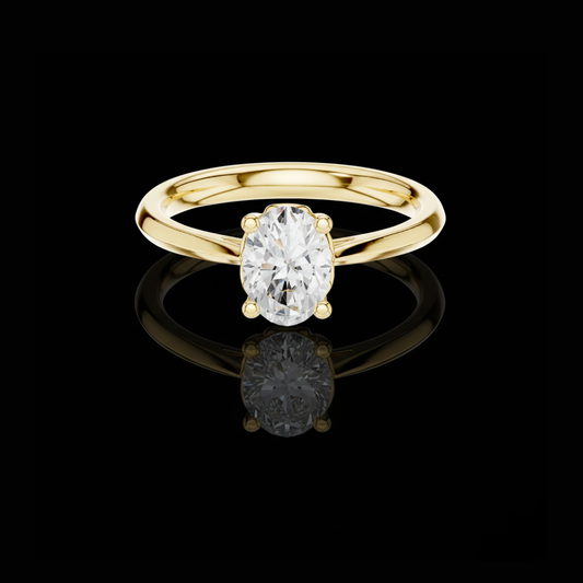 Oval Cut Moissanite Diamond Solitaire Rings With Four Prong