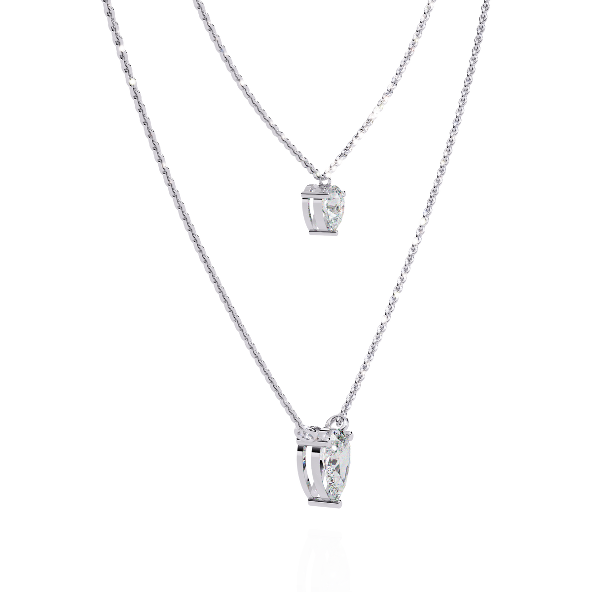 Layered Pear Cut Lab Grown Diamond Double Pendant Necklace - View 6