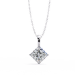 Contemporary Orientated Princess Moissanite Diamond V Prong Pendant - View 4