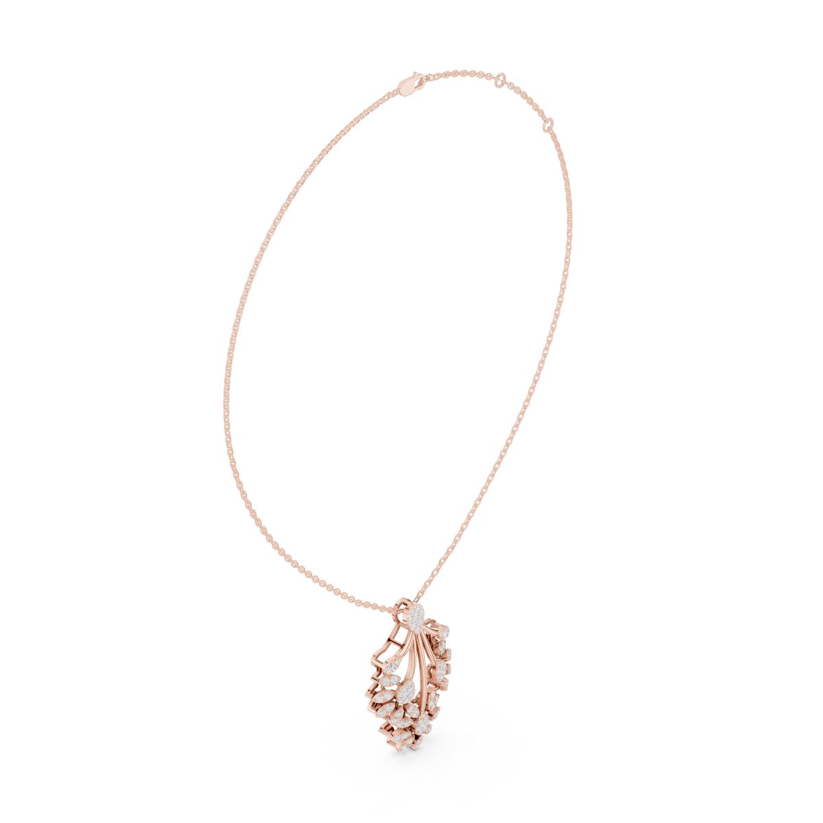 Floral Drop Pendant with Round Moissanite Diamond - View 11