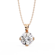 Round Moissanite Diamond Solitaire Double Prong Four Point Pendant - View 6