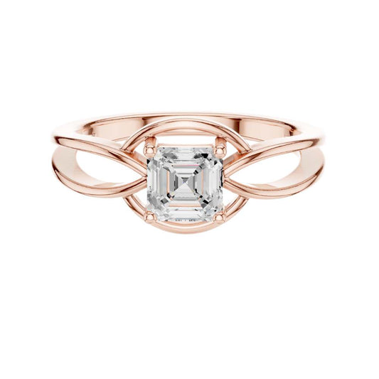 Asscher Cut Moissanite Diamond Infinity Twist Engagement Ring - View 2