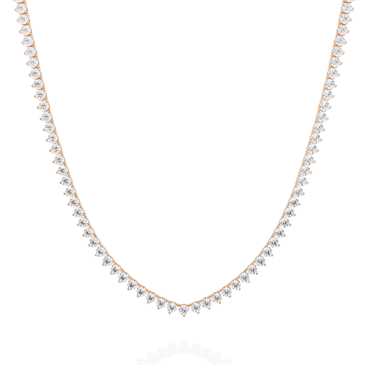 Round Cut Lab Grown Diamond V Shape Tennis Necklace - View 2