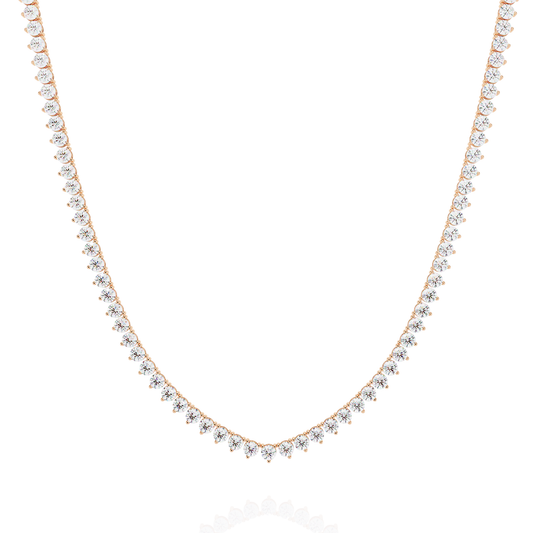 Round Cut Moissanite Diamond V Shape Tennis Necklace - View 2