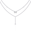 Double Layer East West Radiant Lab Grown Diamond Y Drop Necklace - View 3