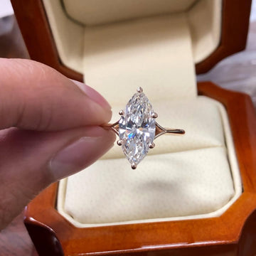 Minimal Marquise Cut Lab Diamond Solitaire Engagement Ring