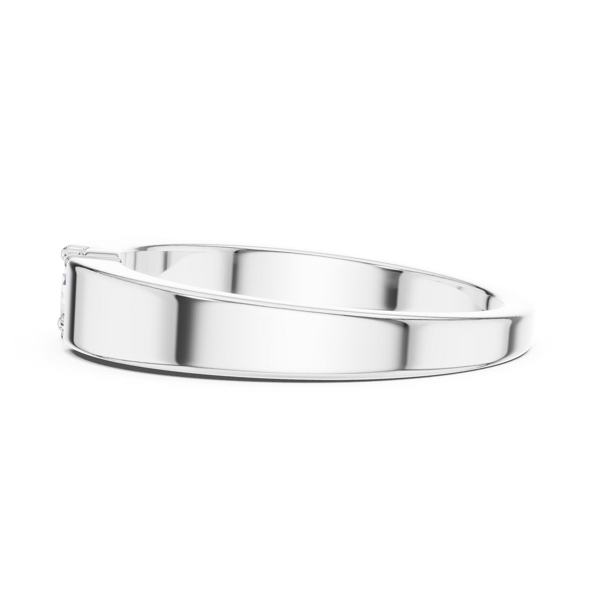 Round Cut Moissanite Diamond Men's Modern Flush Set Engagement Ring - View 10